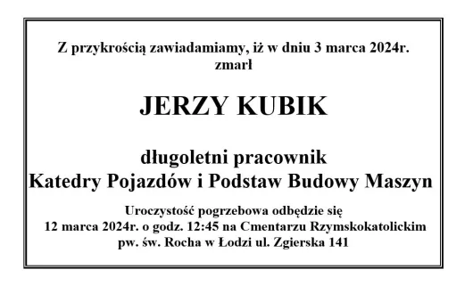 Nekrolog Jerzego Kubika