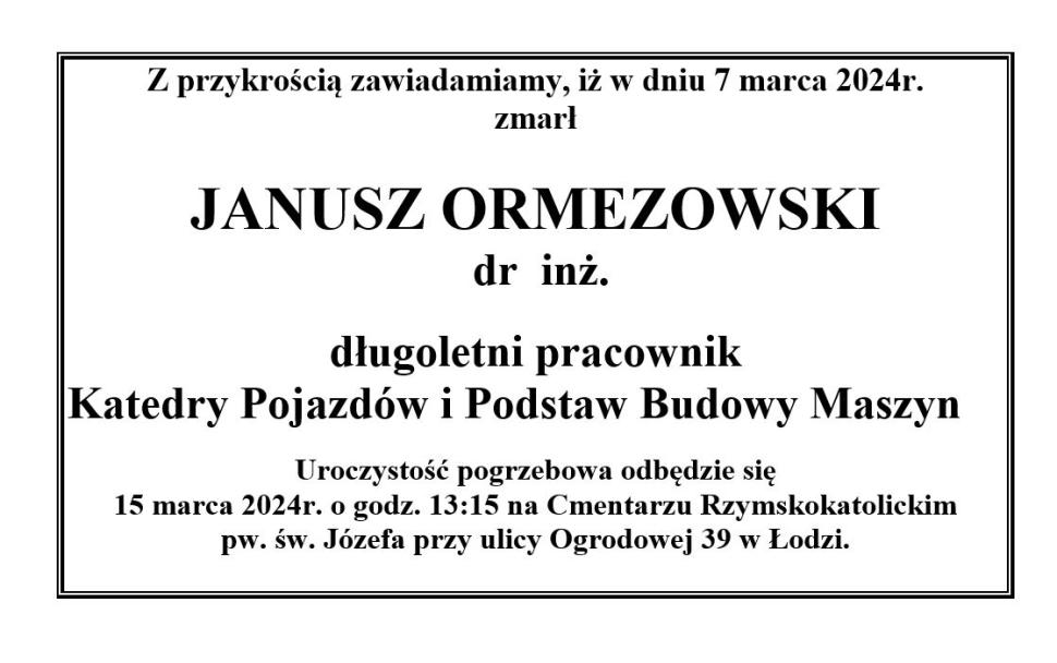 Janusz Ormezowski- nekrolog