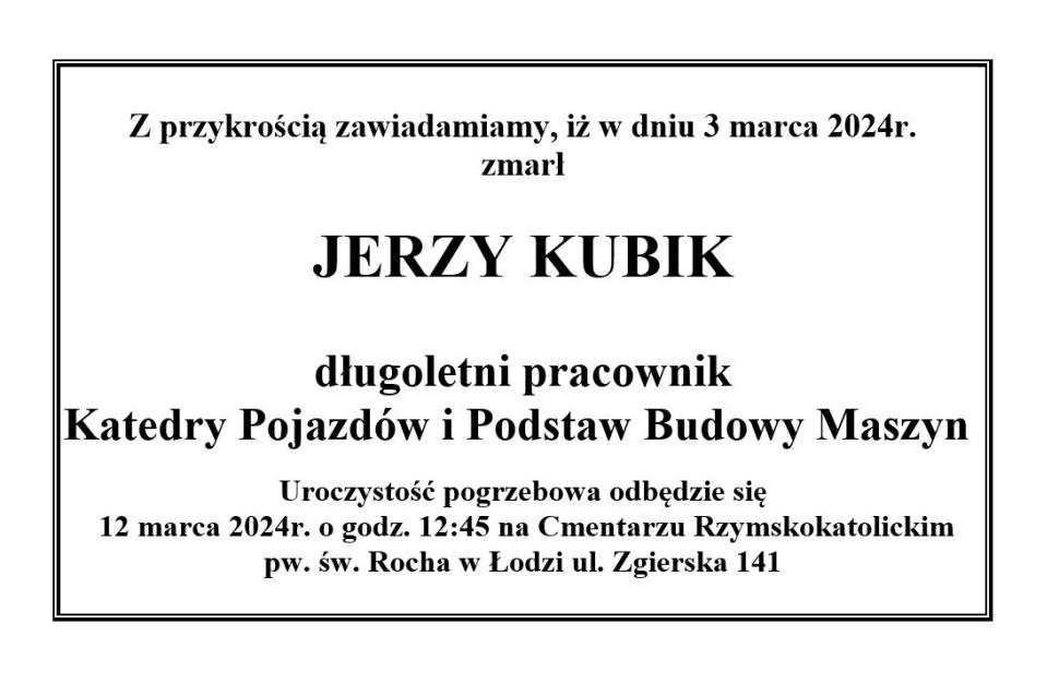 Nekrolog Jerzego Kubika